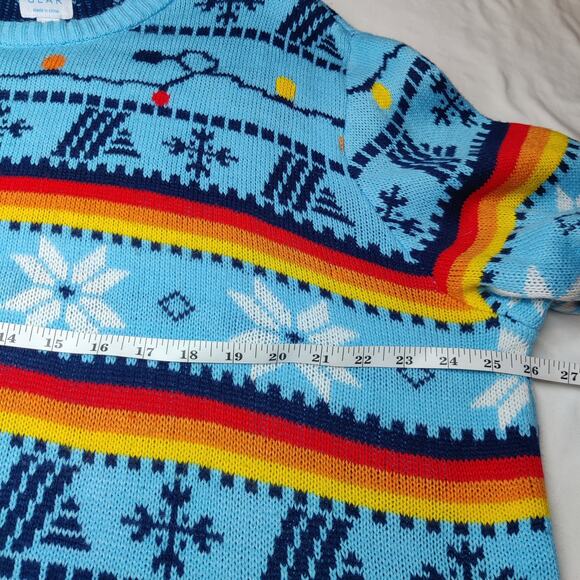 Aldi Gear Holiday Lights Retro Fair Isle Knit Ugly Christmas Sweater Blue XL - Picture 9 of 10